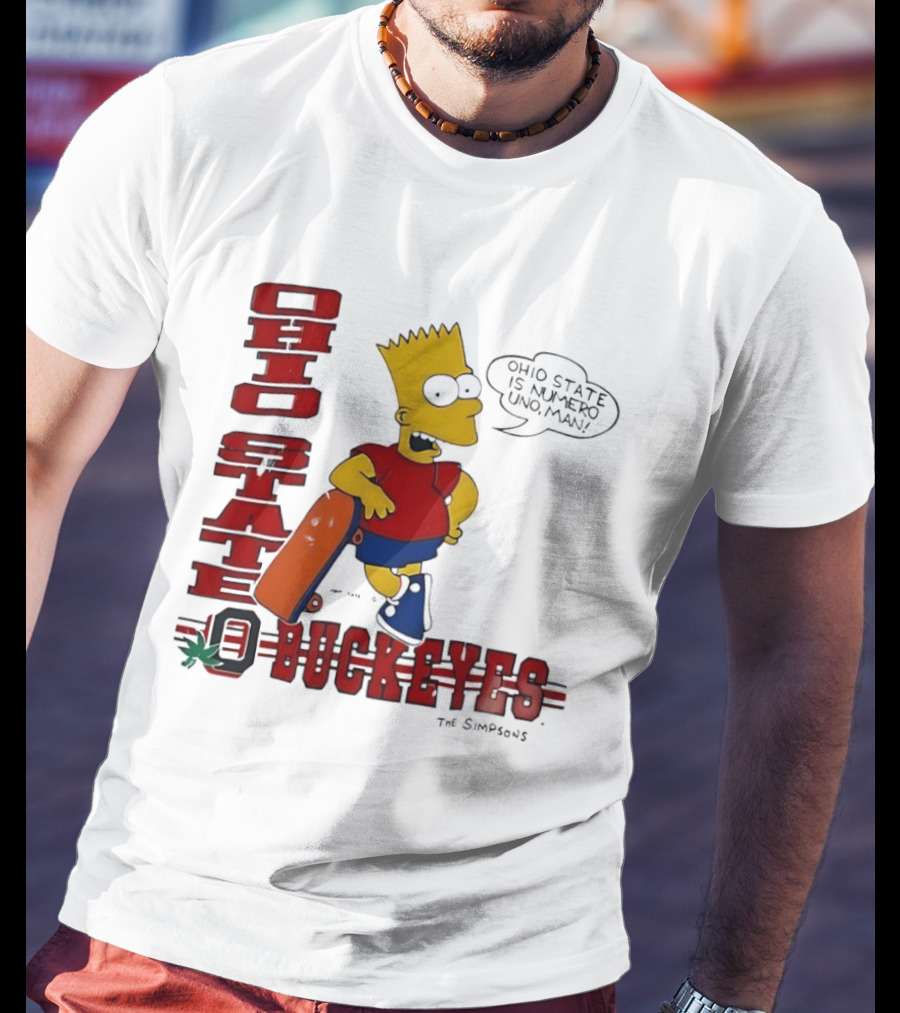 Ohio State Buckeyes Bart Simpson Numero Uno Man Skateboard T-Shirt