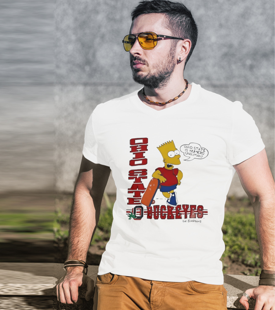 Ohio State Buckeyes Bart Simpson Numero Uno Man Skateboard T-Shirt