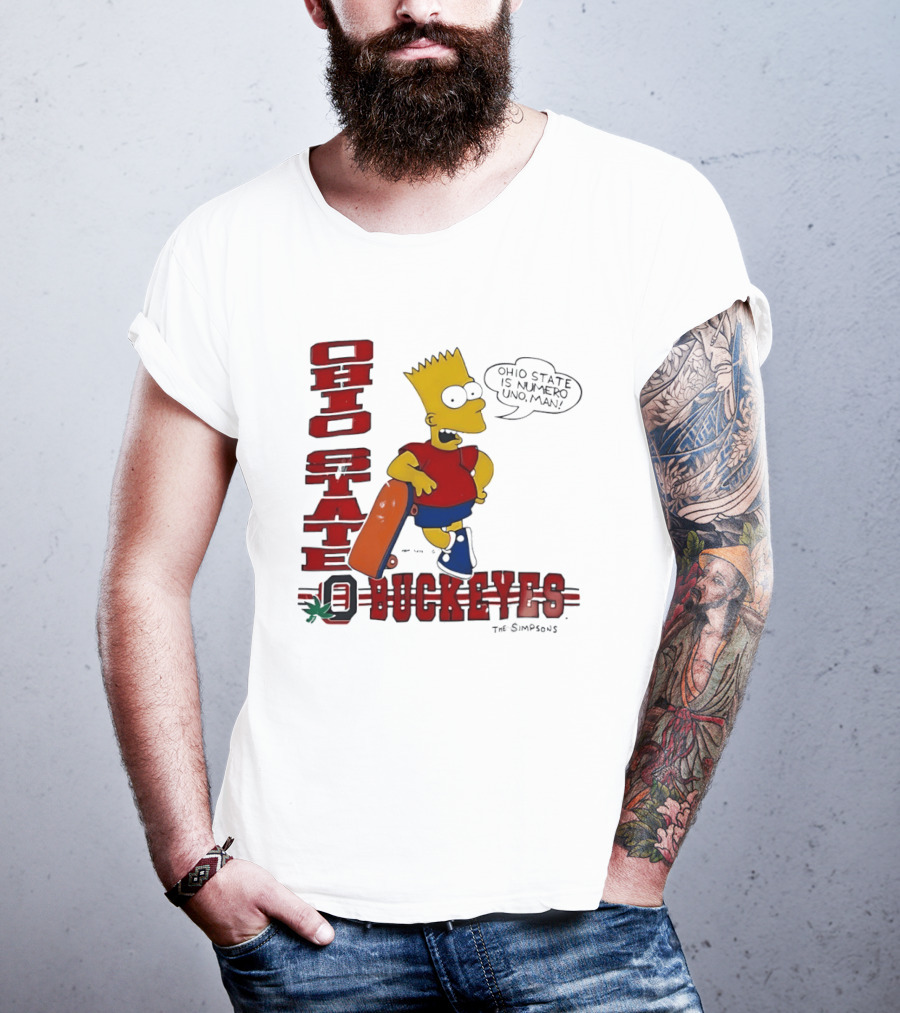Ohio State Buckeyes Bart Simpson Numero Uno Man Skateboard T-Shirt
