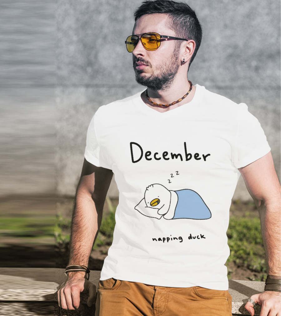 December Cozy Napping Duck Winter Month T-Shirt