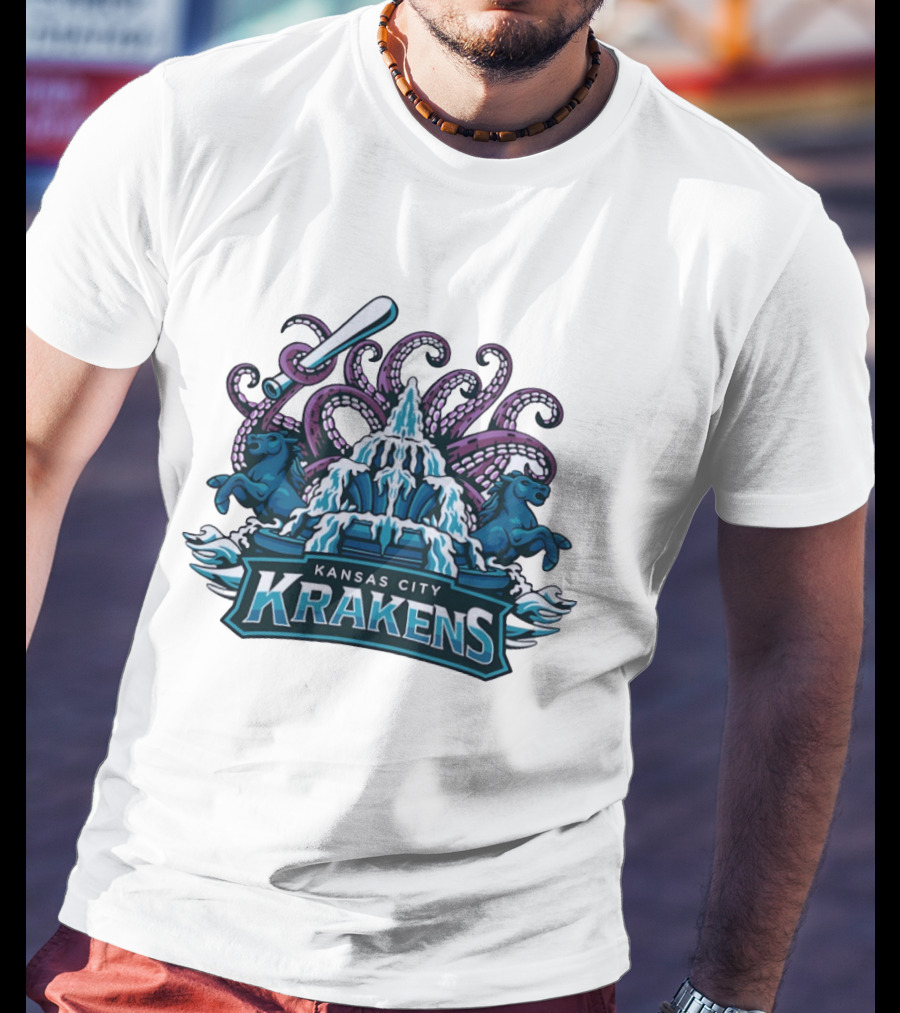 Kansas City Krakens Fountain Octopus Horses Sports Team T-Shirt
