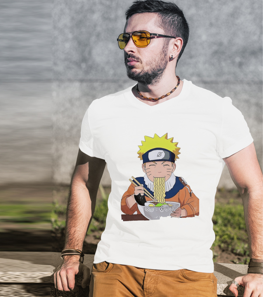 Naruto Uzumaki Ramen Eating Scene Anime Manga Character Popular T-Shirt