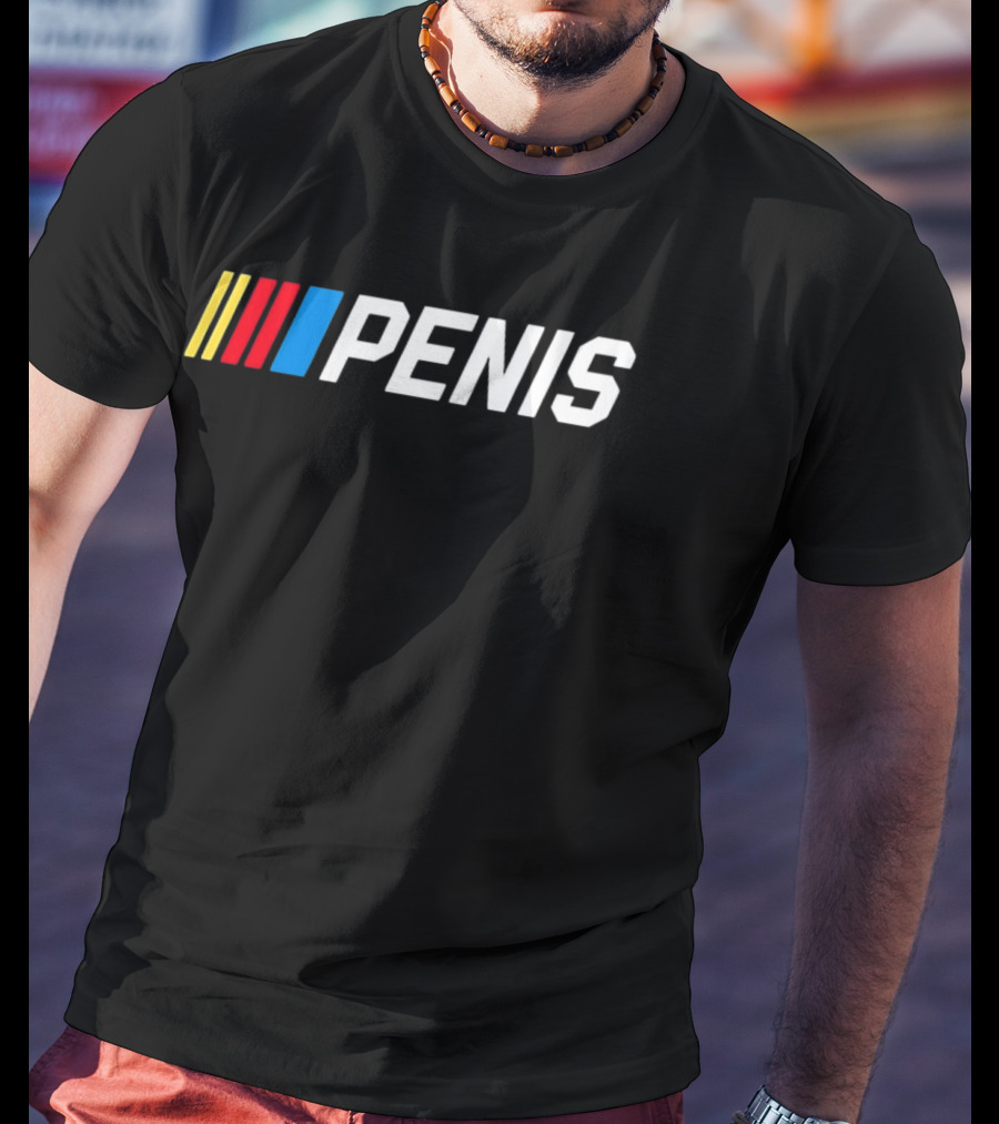 Penis NASCAR Racing With Iconic Striped T-Shirt