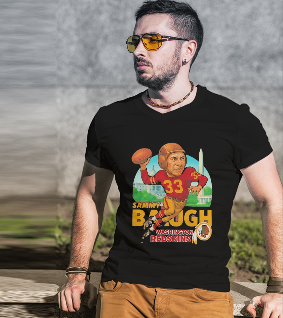Sammy Baugh Washington Redskins Caricature Number 33 Football Legend T-Shirt