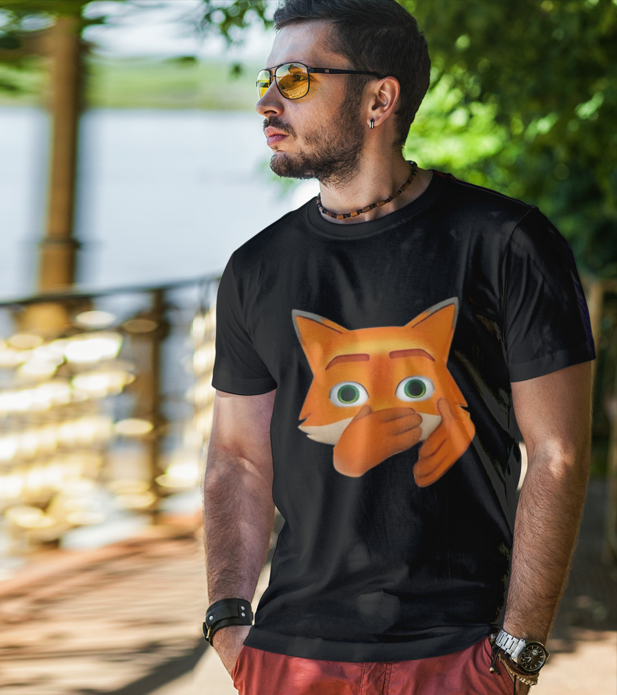 Scuba Fox Emoji Animal Covering Mouth Diving T-Shirt
