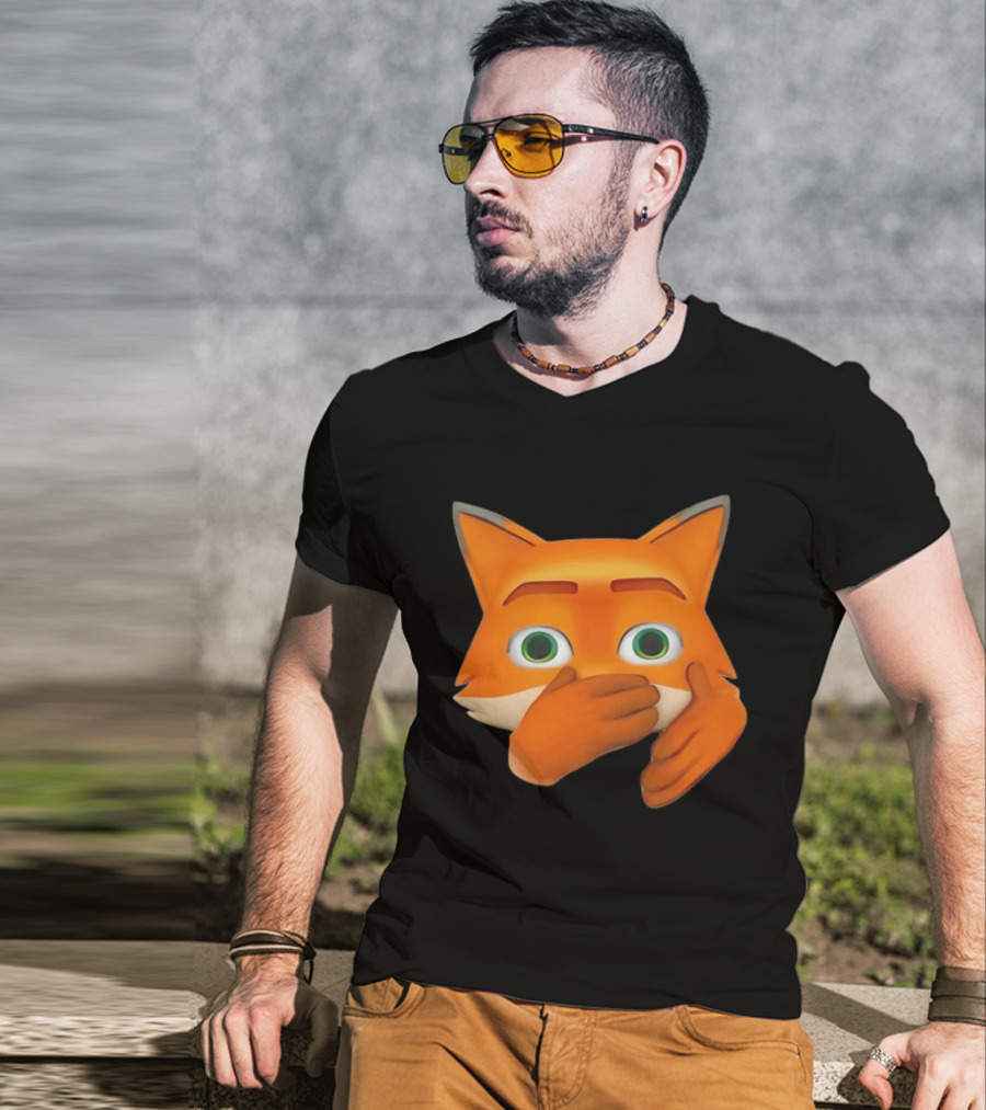 Scuba Fox Emoji Animal Covering Mouth Diving T-Shirt