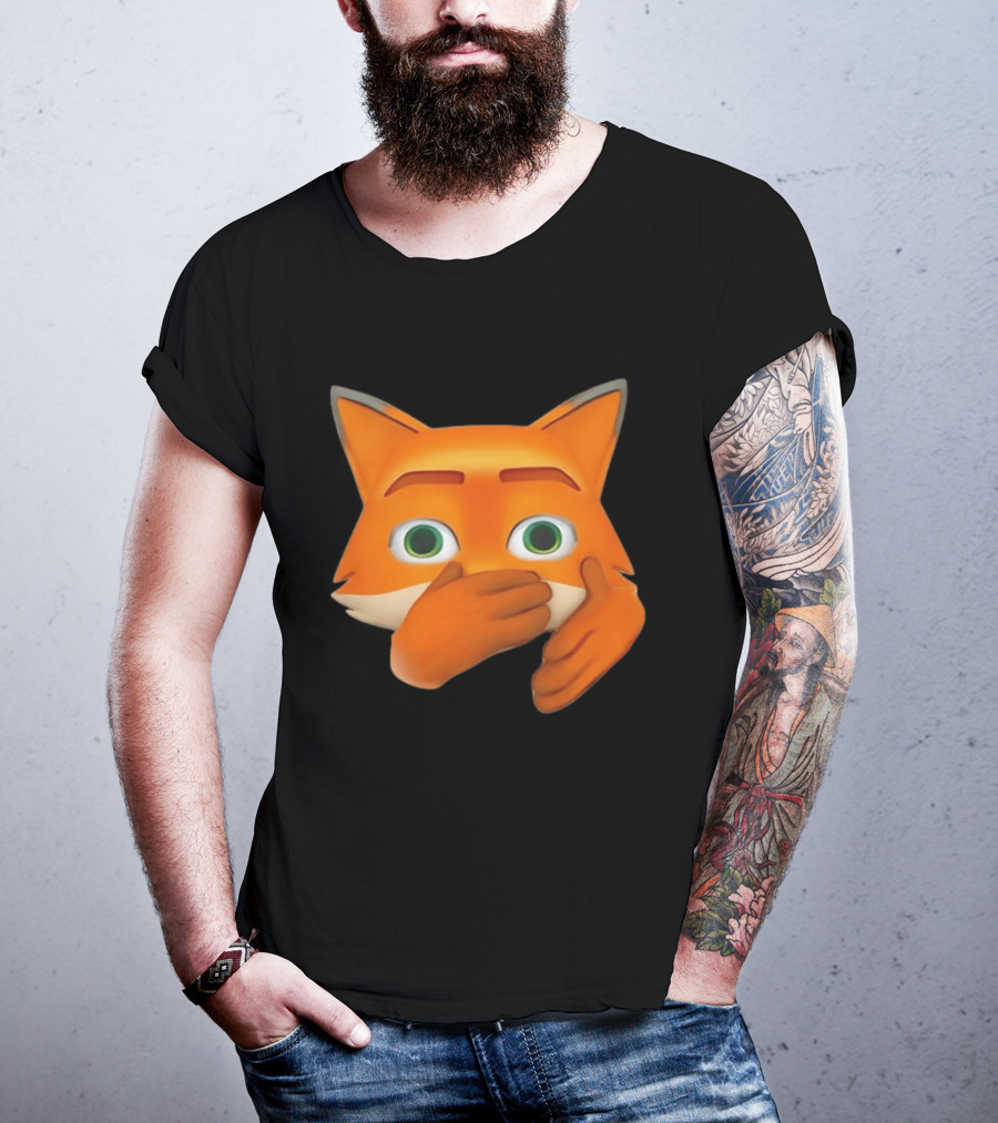 Scuba Fox Emoji Animal Covering Mouth Diving T-Shirt