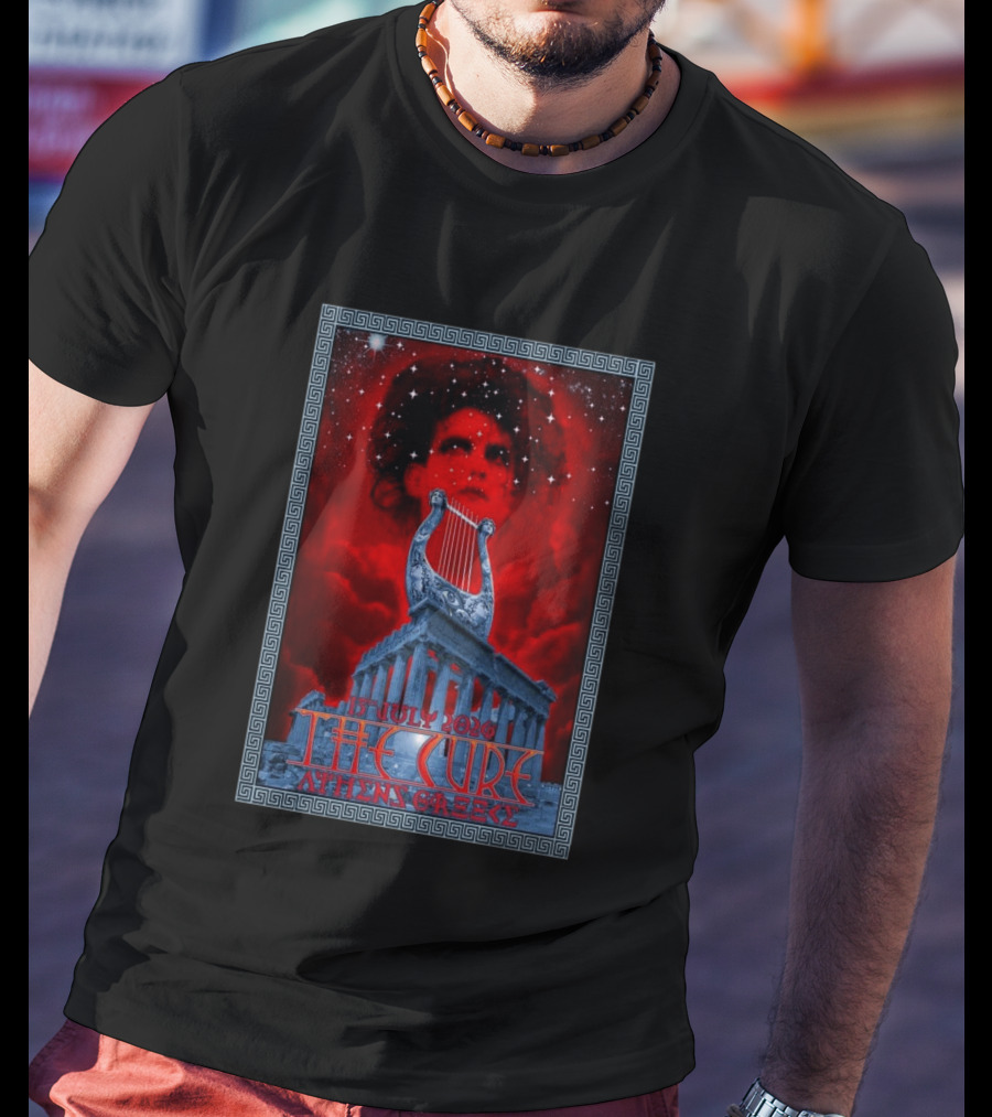 The Cure Athens Greece July 15 2026 Concert Parthenon Lyre Stars T-Shirt