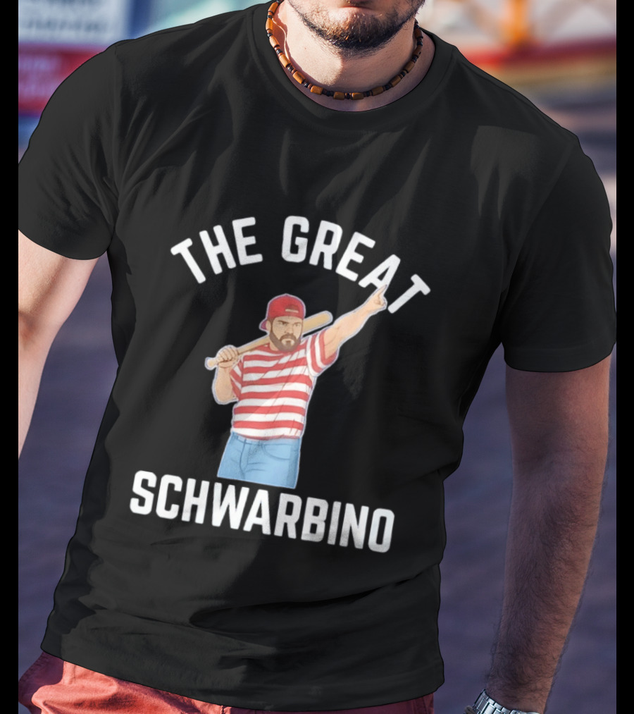 The Great Schwarbino Kyle Schwarber Philadelphia Phillies Striped Baseball T-Shirt