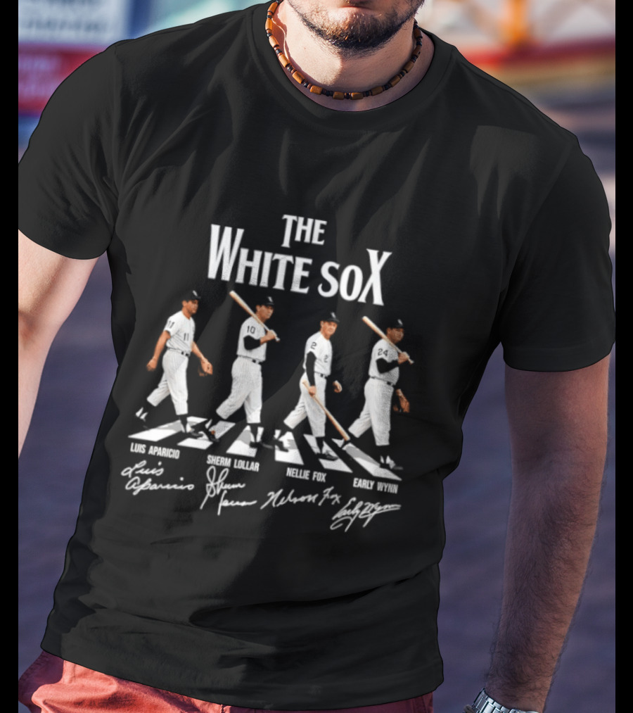 The White Sox Luis Aparicio Sherm Lollar Nellie Fox Early Wynn Baseball Legends T-Shirt