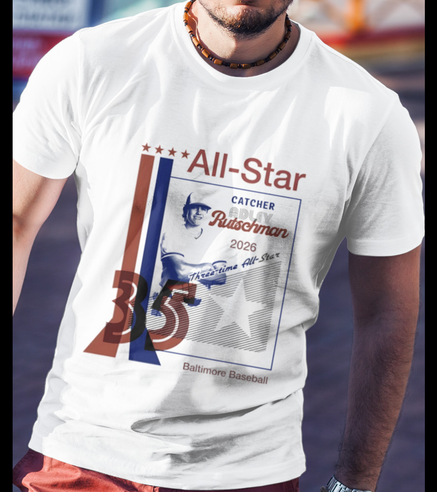 Adley Rutschman Three Time MLB All Star Catcher 2026 Baltimore Baseball 35 T-Shirt