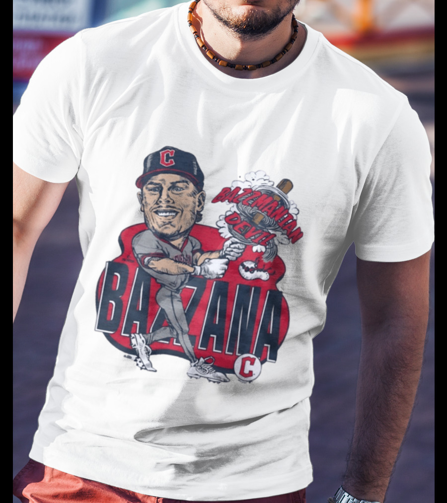 Bazzana Bazzmanian Devil Cleveland Guardians Caricature Baseball Player T-Shirt