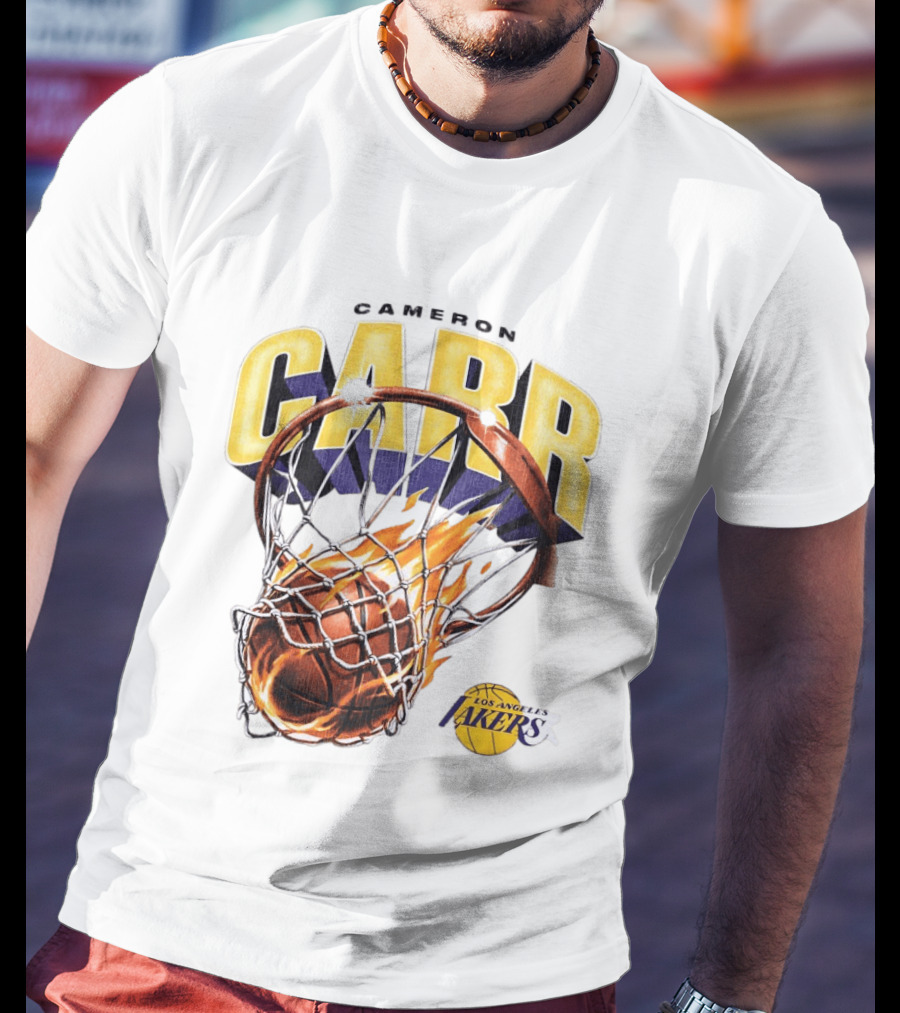 Cameron Carr Basketball Hoop Flame Los Angeles Lakers T-Shirt