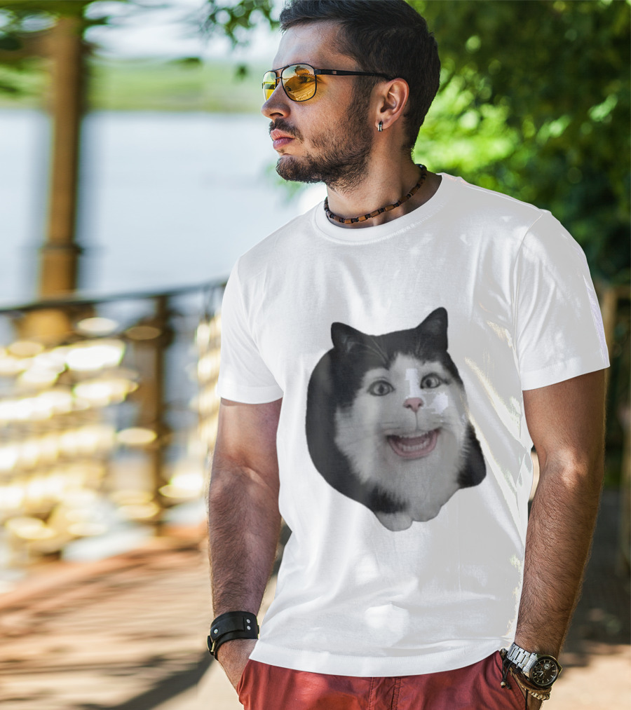 Grinning Cat With Human Teeth T-Shirt