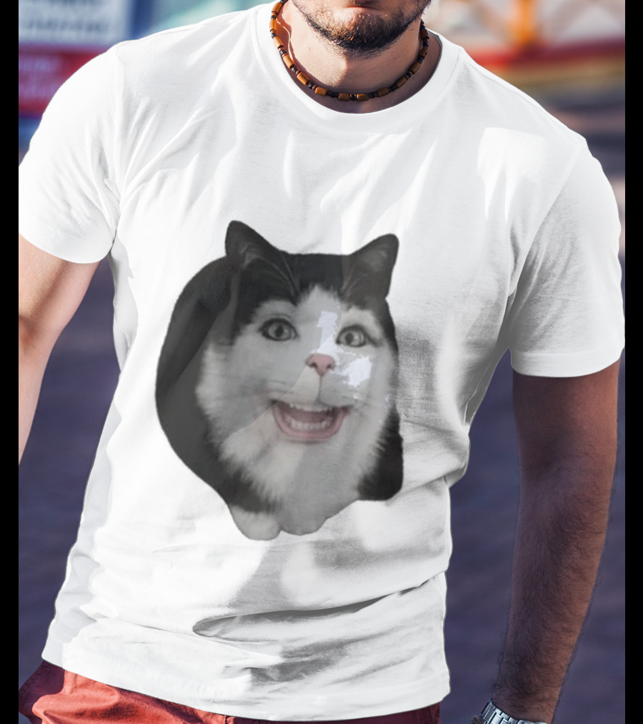 Grinning Cat With Human Teeth T-Shirt