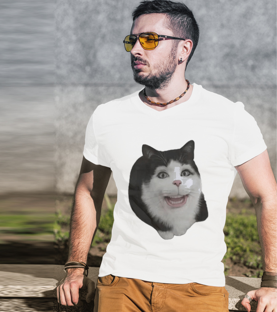Grinning Cat With Human Teeth T-Shirt