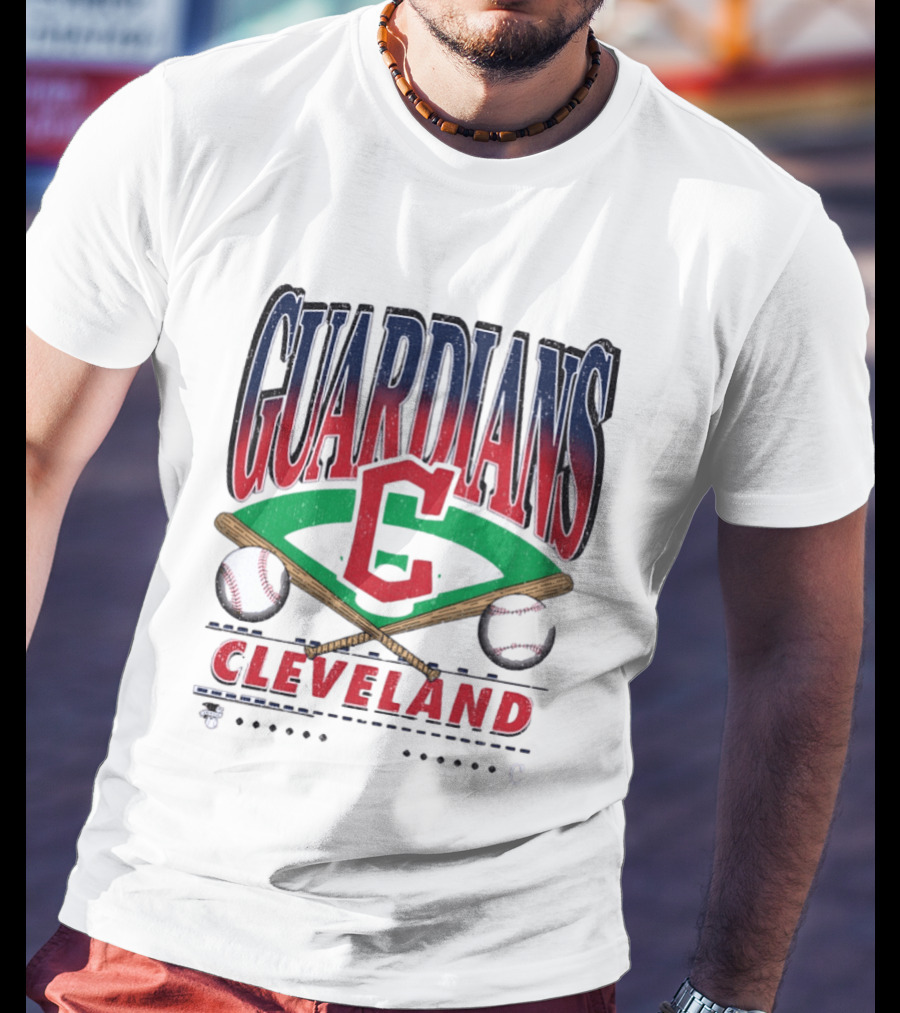 Cleveland Guardians Baseball Team Retro Style With Bats And Ball T-Shirt
