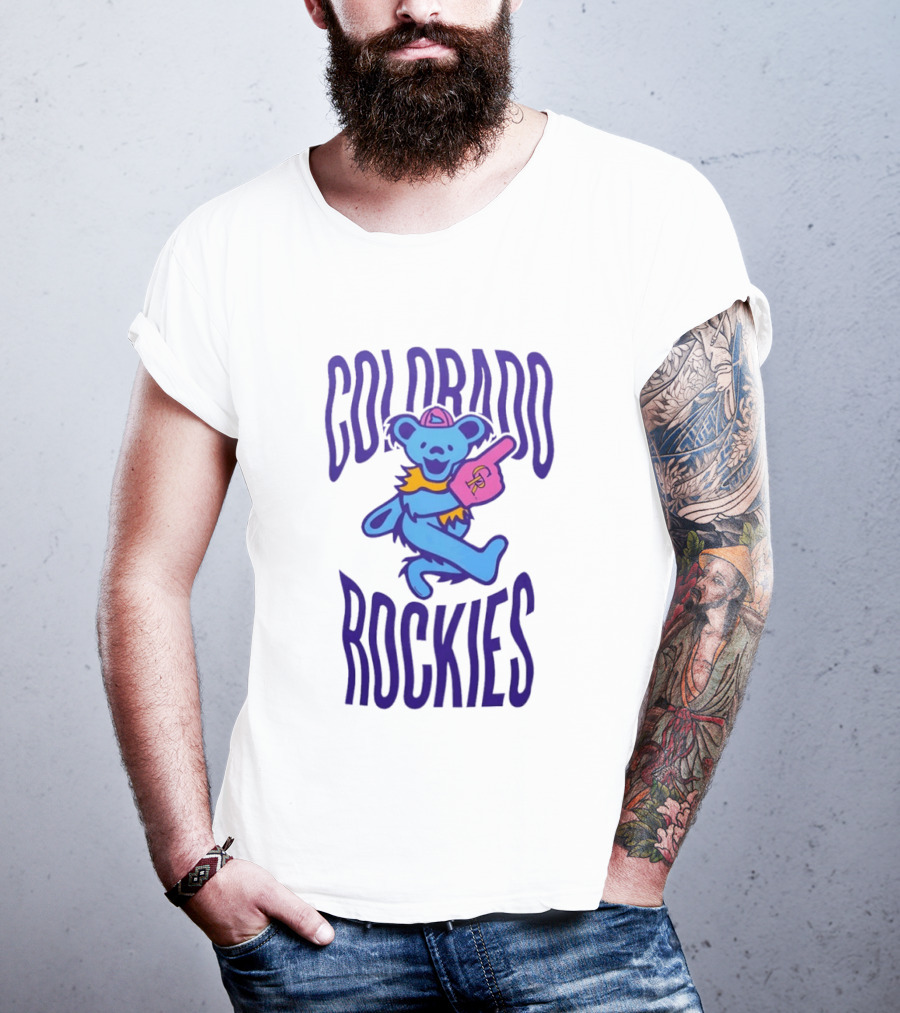 Colorado Rockies Grateful Dead Dancing Bear Sports Fan T-Shirt