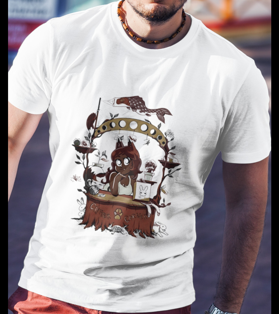 Critter Corner Fox Girl And Rabbits Anime Aesthetic T-Shirt
