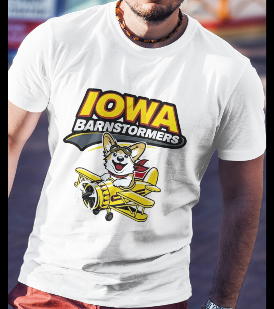 Iowa Barnstormers Corgi Pilot Airplane T-Shirt