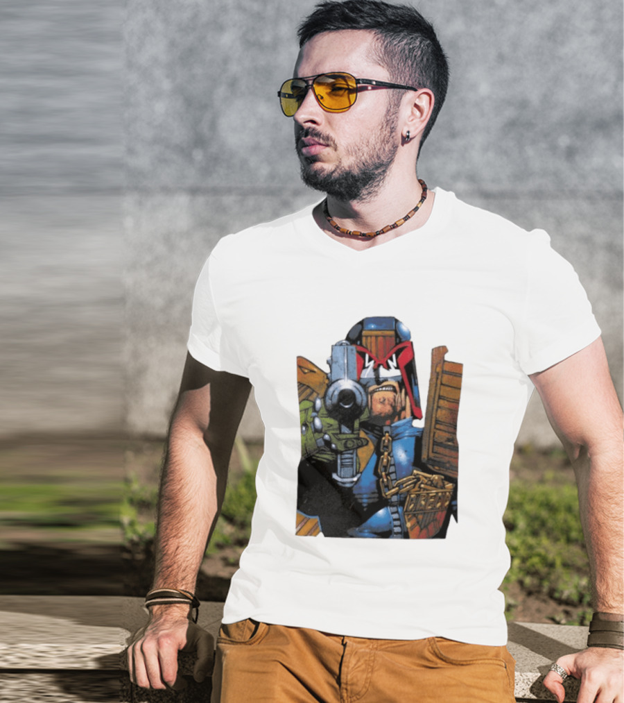 Judge Dredd 2000 AD Comic Book Character With Iconic Outfit T-Shirt
