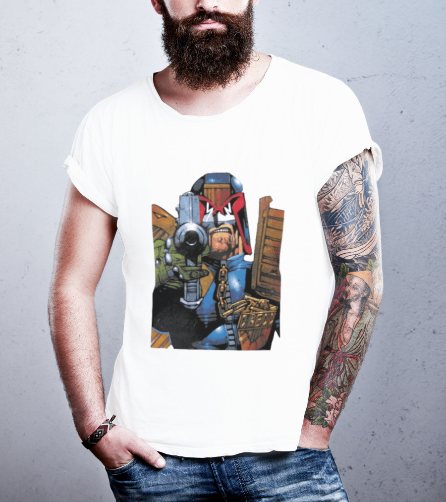 Judge Dredd 2000 AD Comic Book Character With Iconic Outfit T-Shirt