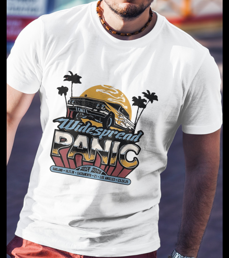 Widespread Panic California Tour 2026 Oakland Sacramento Los Angeles July Dates Retro Car Sunset T-Shirt