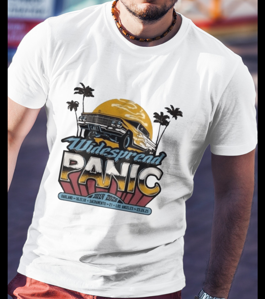 Widespread Panic Summer Tour 2026 Oakland Sacramento Los Angeles Classic Car Palm Trees T-Shirt
