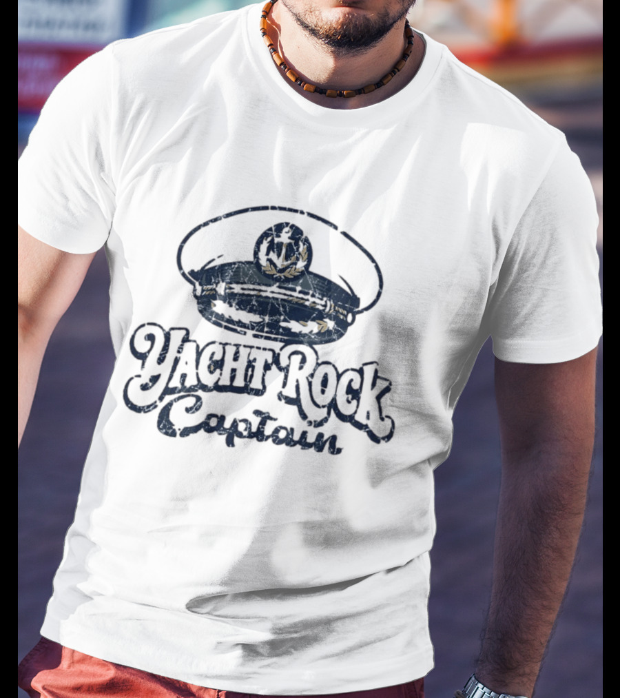Yacht Rock Captain Distressed Nautical Captain's Hat T-Shirt