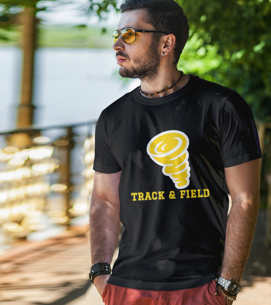 Tornado Track And Field Yellow Swirl Team Athletics T-Shirt