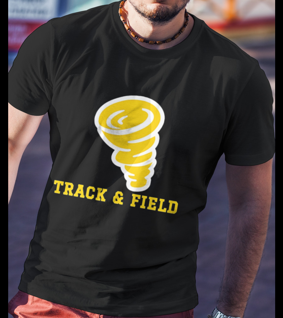Tornado Track And Field Yellow Swirl Team Athletics T-Shirt