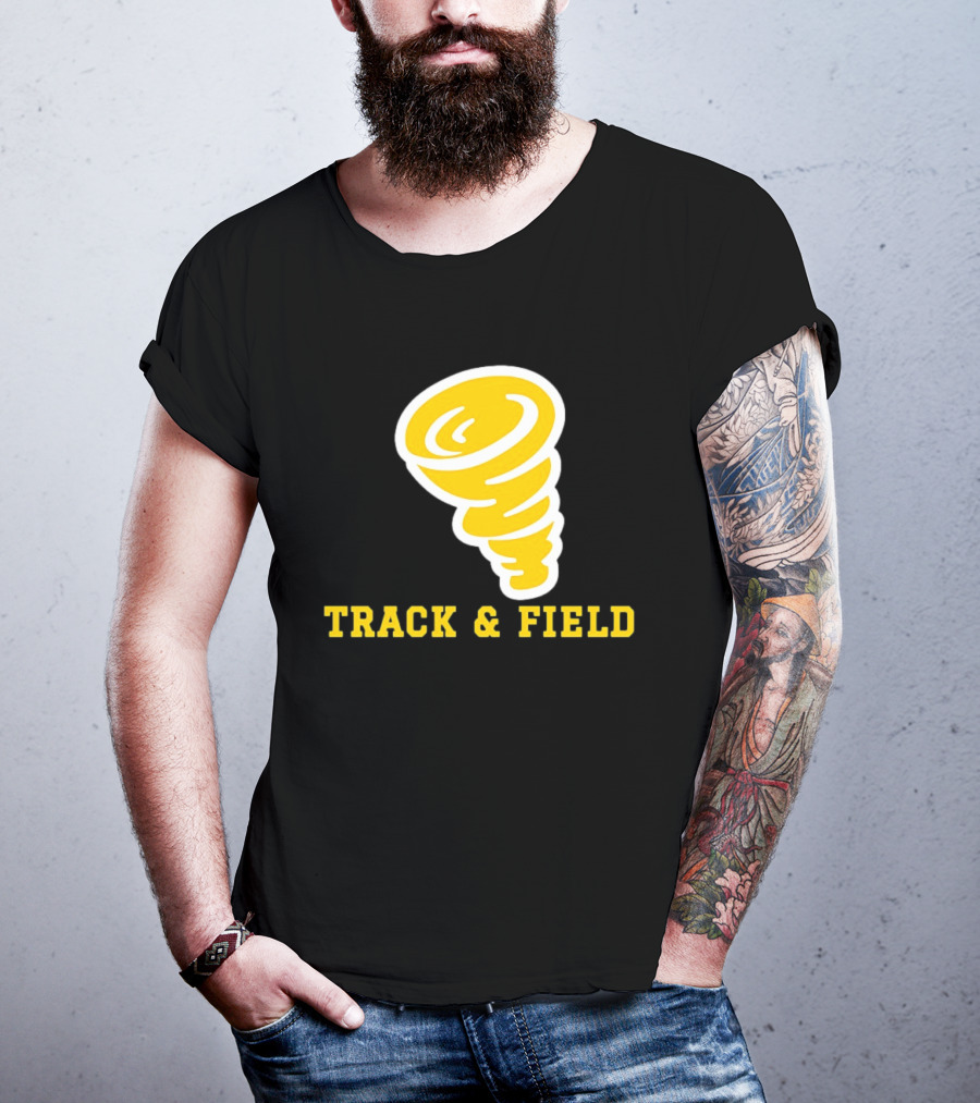 Tornado Track And Field Yellow Swirl Team Athletics T-Shirt
