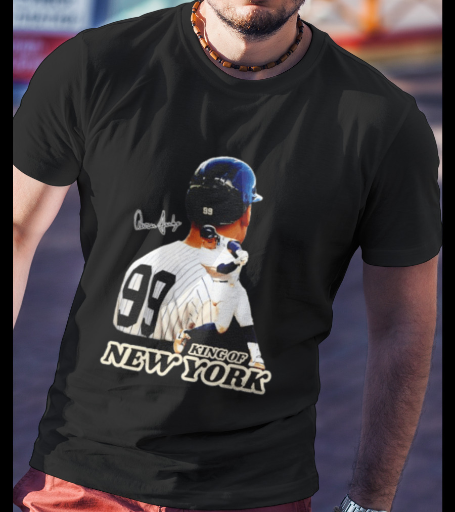 Aaron Judge 99 King Of New York Yankees Baseball Player Signed T-Shirt