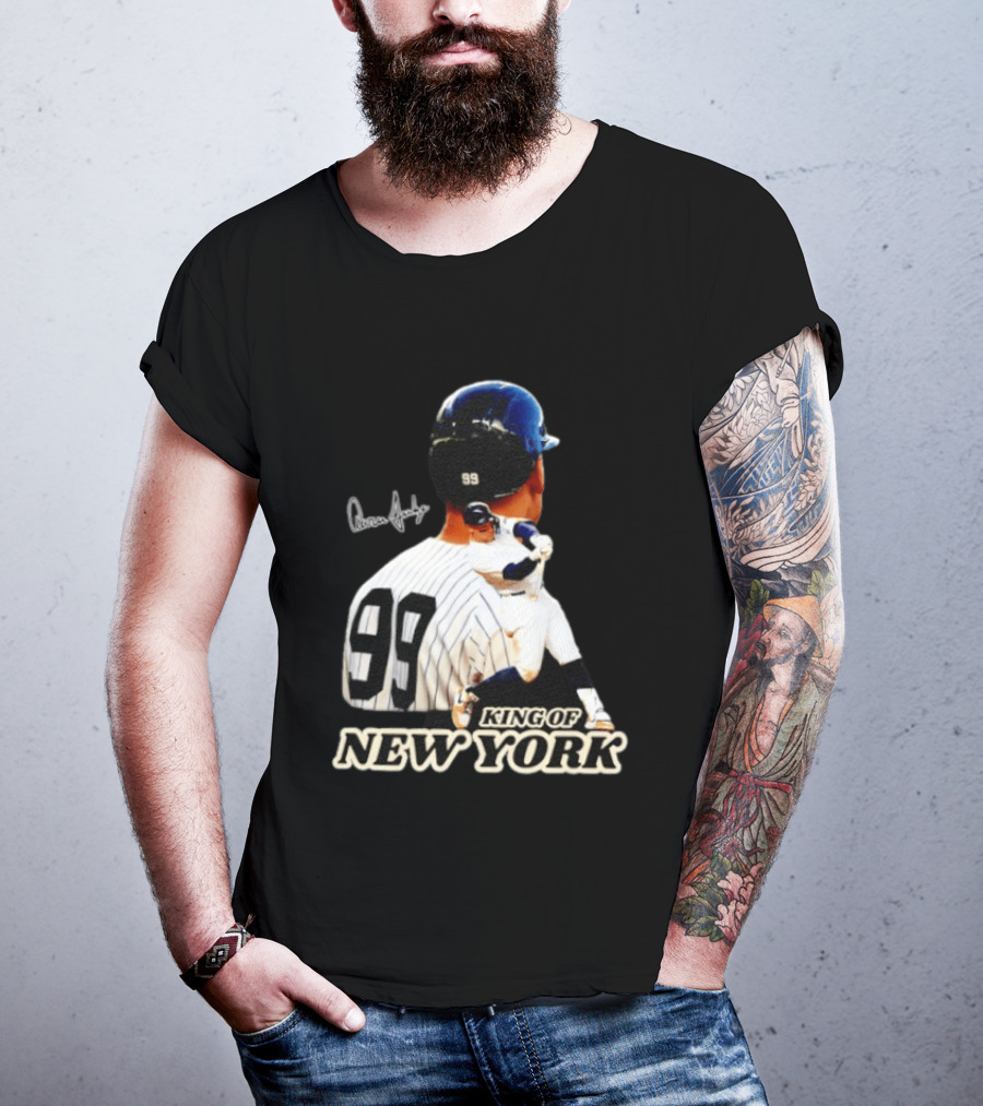 Aaron Judge 99 King Of New York Yankees Baseball Player Signed T-Shirt