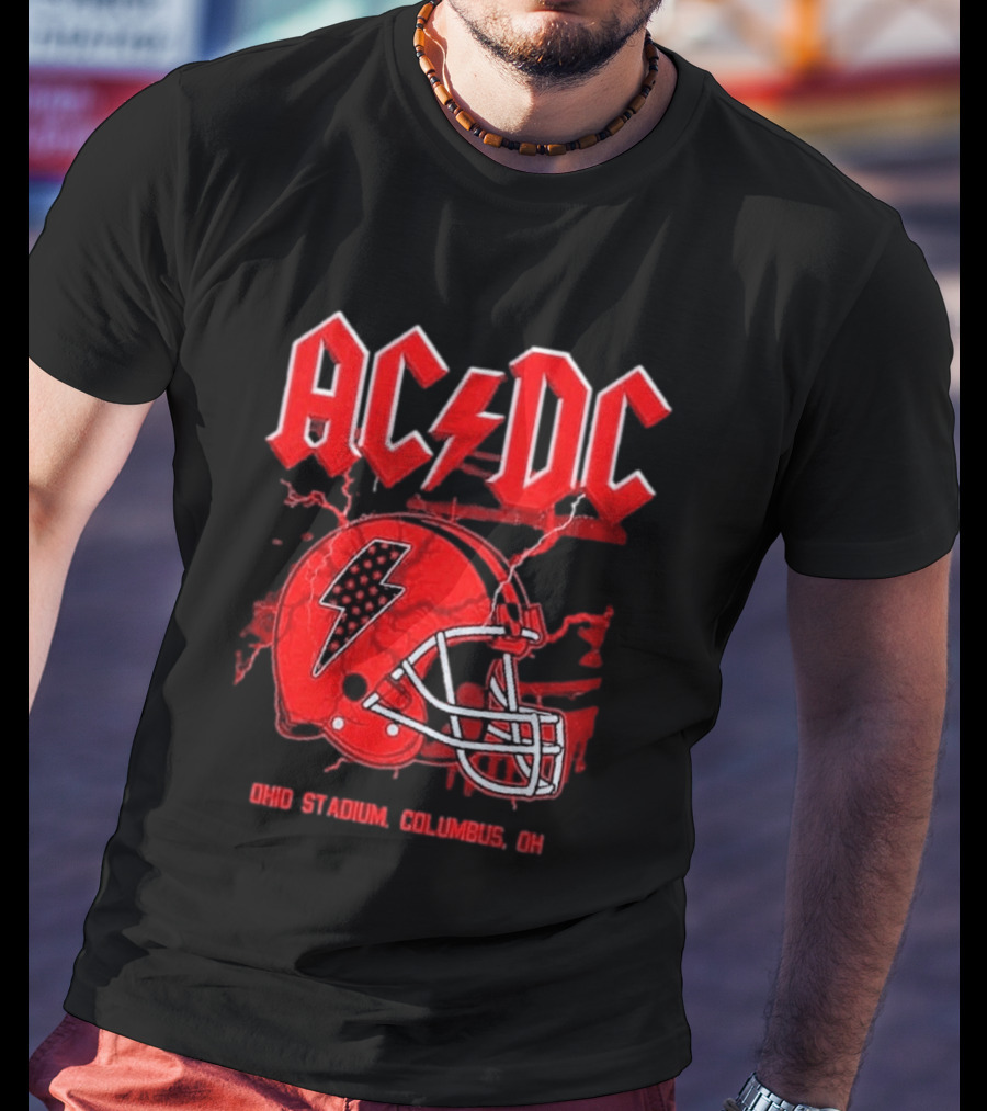 ACDC Pwr Up Tour 2026 Ohio Stadium Columbus Exclusive July 15 Lightning Bolt Helmet T-Shirt