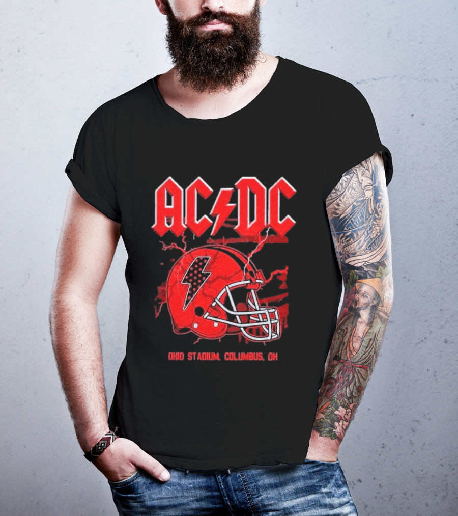 ACDC Pwr Up Tour 2026 Ohio Stadium Columbus Exclusive July 15 Lightning Bolt Helmet T-Shirt