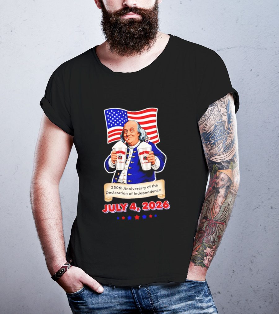 Benjamin Franklin July 4 2026 250th Anniversary Of The Declaration Of Independence T-Shirt