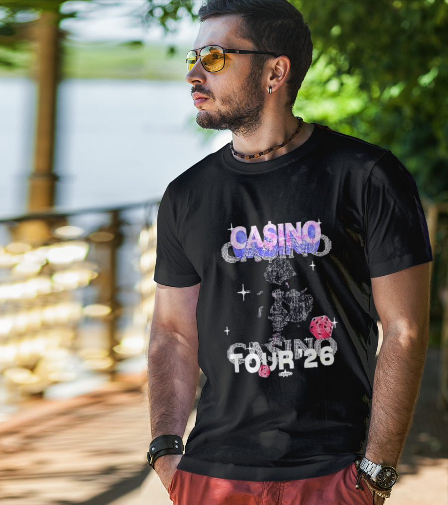 Casino Tour '26 Dice Gambling Las Vegas Sparkle Dice Stars T-Shirt