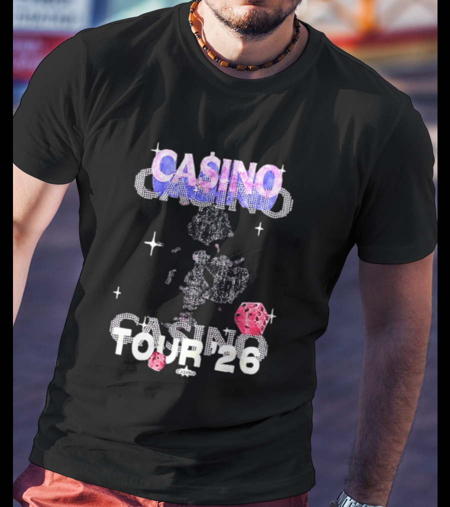 Casino Tour '26 Dice Gambling Las Vegas Sparkle Dice Stars T-Shirt