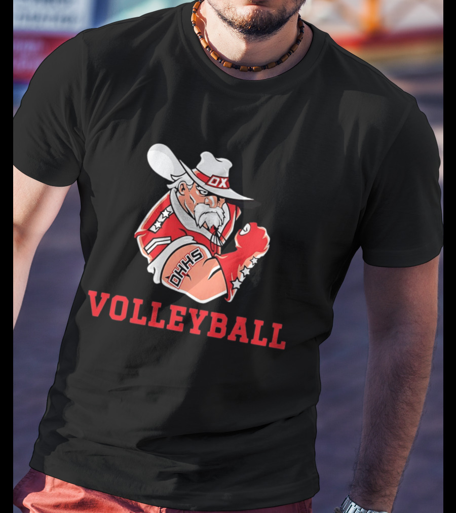 DHHS Volleyball Ox Mascot With Cowboy Hat And Gloves T-Shirt