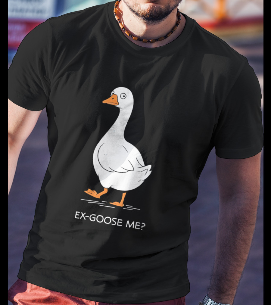 Ex Goose Me Goose Pun Cartoon Walking Goose T-Shirt