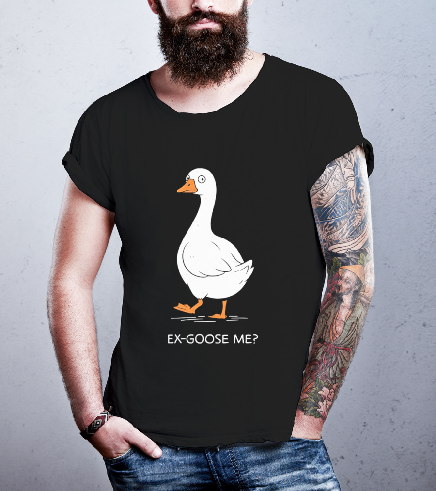Ex Goose Me Goose Pun Cartoon Walking Goose T-Shirt