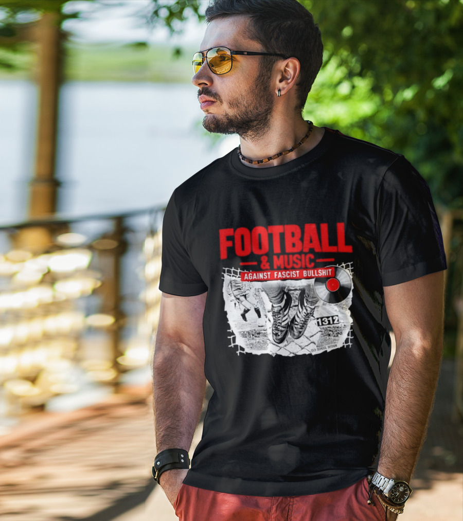 Football And Music Against Fascist Bullshit Vinyl Record 1312 T-Shirt