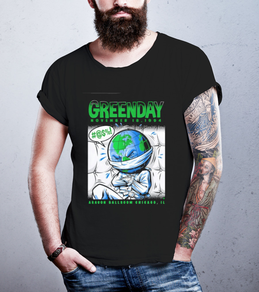 Greenday November 18 1994 Aragon Ballroom Chicago IL Earth T-Shirt