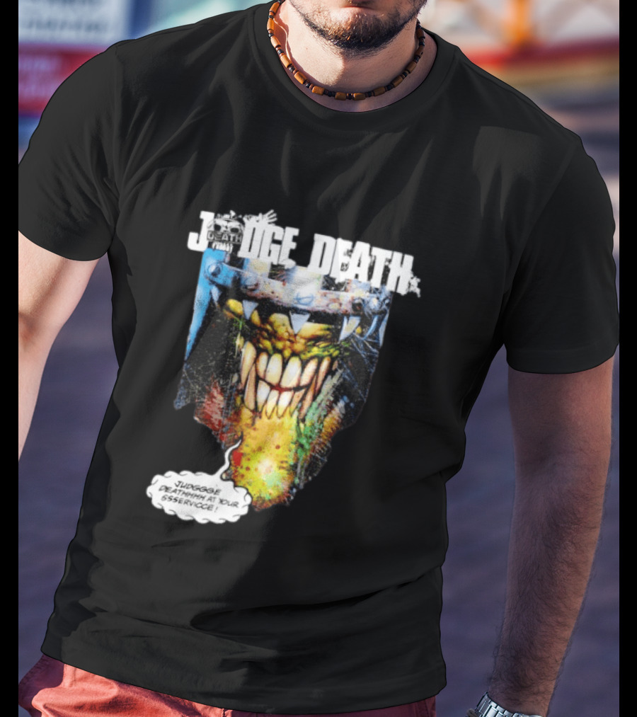 Judge Death 2000 AD Comic Book Character Jugggge Deathhhh At Your Sssservice T-Shirt