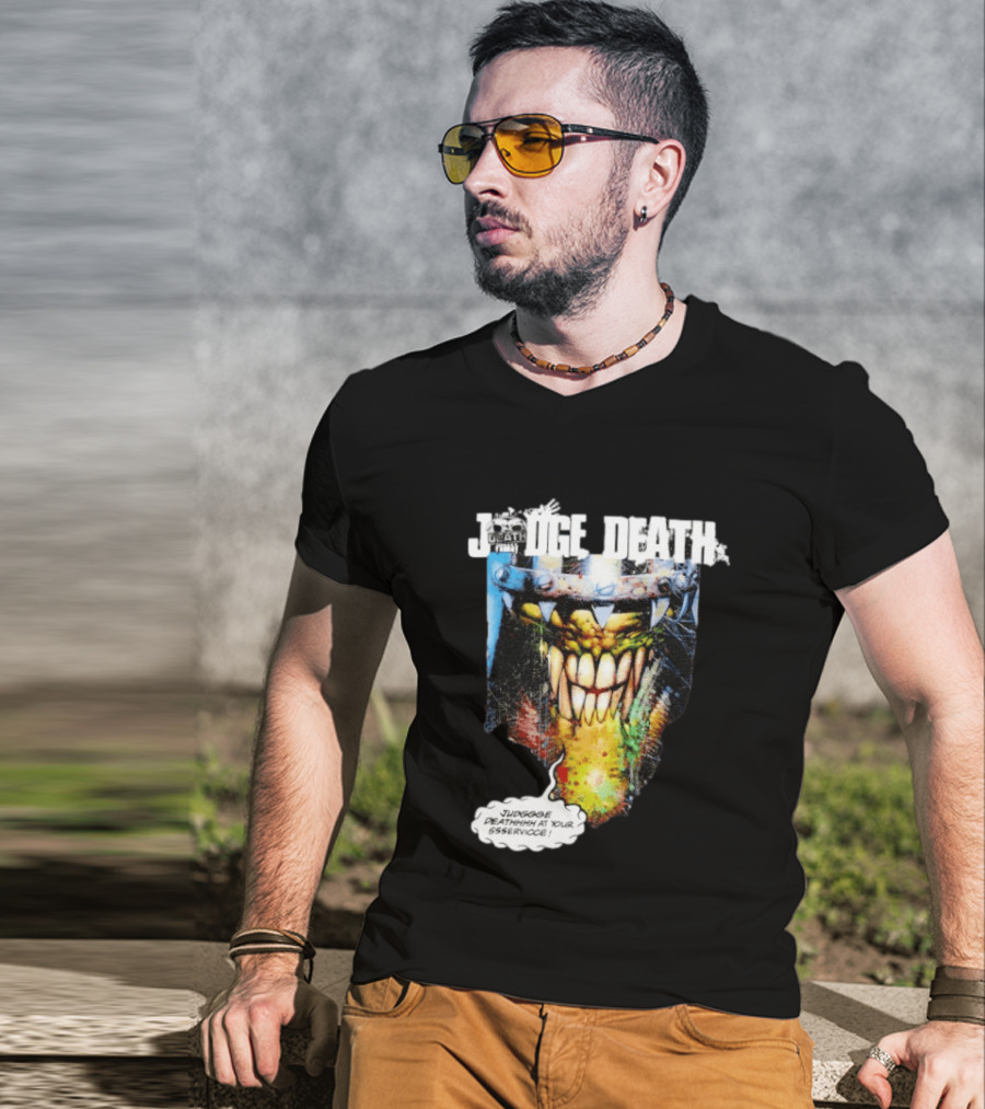 Judge Death 2000 AD Comic Book Character Jugggge Deathhhh At Your Sssservice T-Shirt