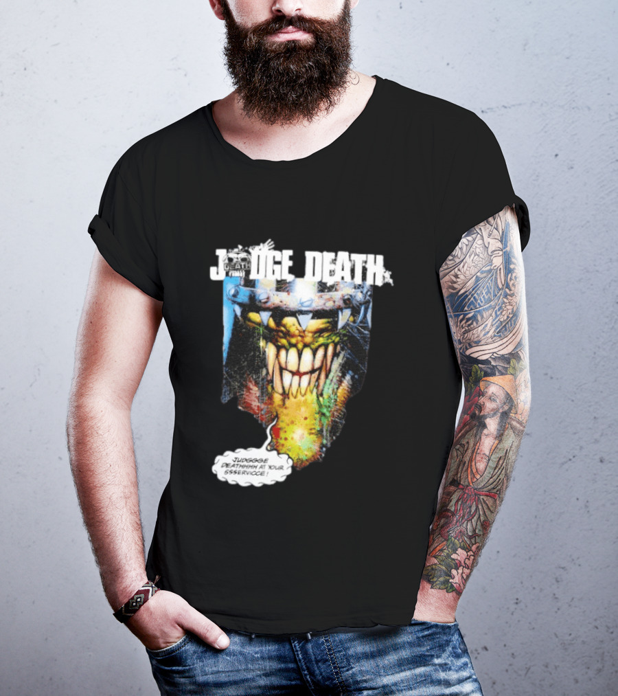 Judge Death 2000 AD Comic Book Character Jugggge Deathhhh At Your Sssservice T-Shirt