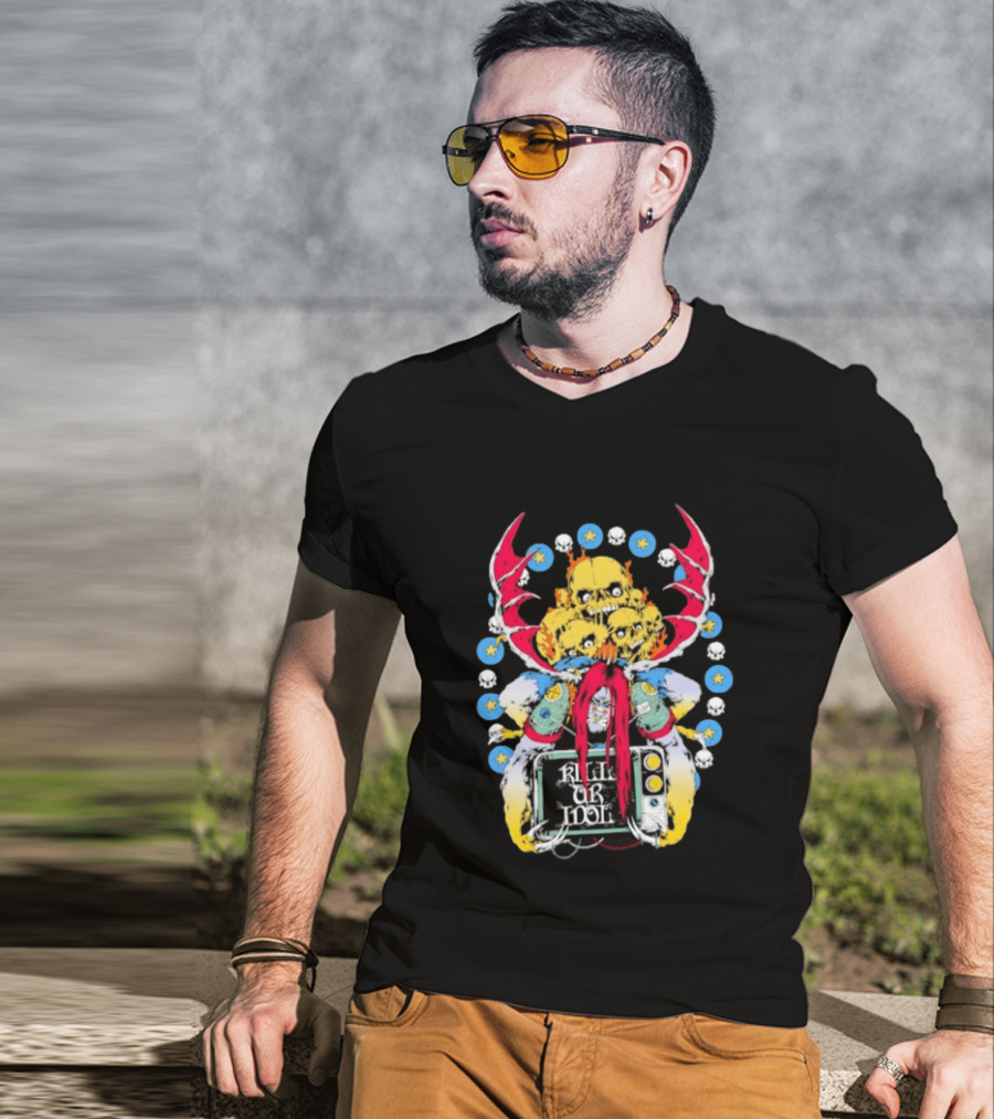 Kill Or Idol Skulls Television Gothic Antlers Stars T-Shirt