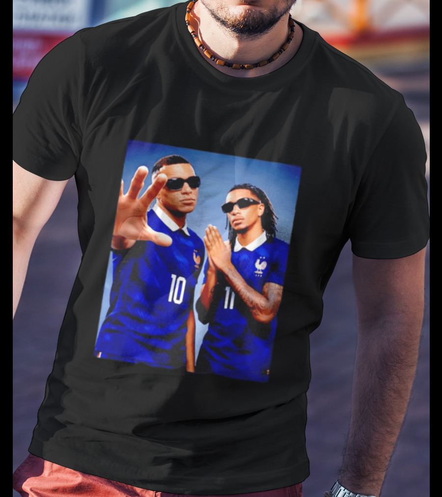 Kylian Mbappe Ousmane Dembele France National Football Team Jersey Blue T-Shirt