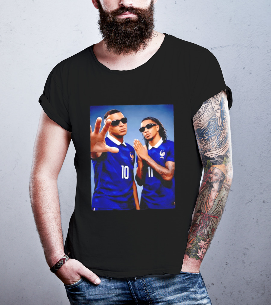 Kylian Mbappe Ousmane Dembele France National Football Team Jersey Blue T-Shirt